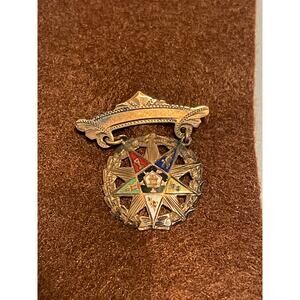 Vintage Eastern Star Emblem Pin Lapel Gold Filled Medal